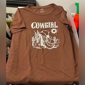 SHEIN XL cowgirl brown tee